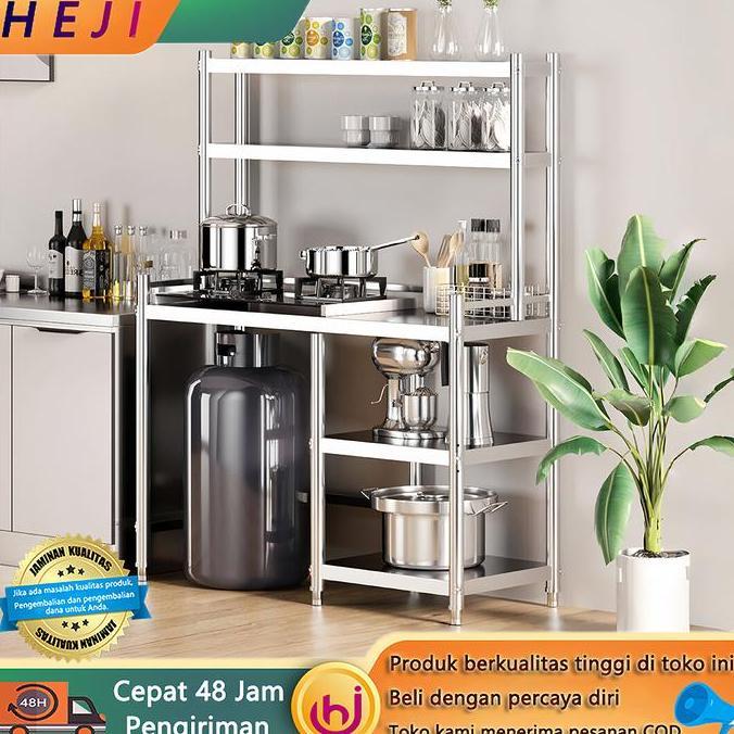 Rak Dapur Rak Gas Dapur Stainless Steel Floor Stand Dapur Organizer Rak Penyimpanan Stainless Steel 