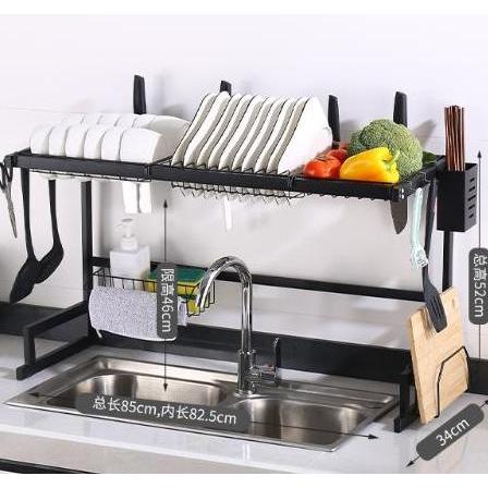 Rak Piring Wastafel 2 Susun Rak Dapur Portable Stainless Steel 85 CM