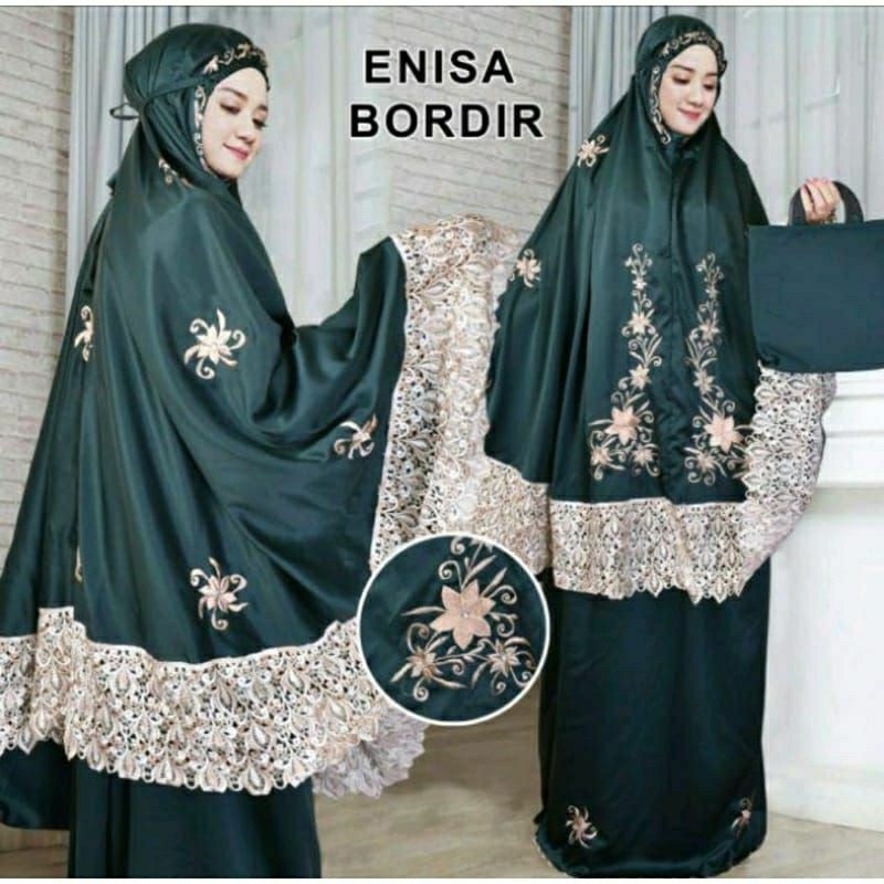 Mukena Dewasa Enisa Bordir Langsung + Diamond + Renda