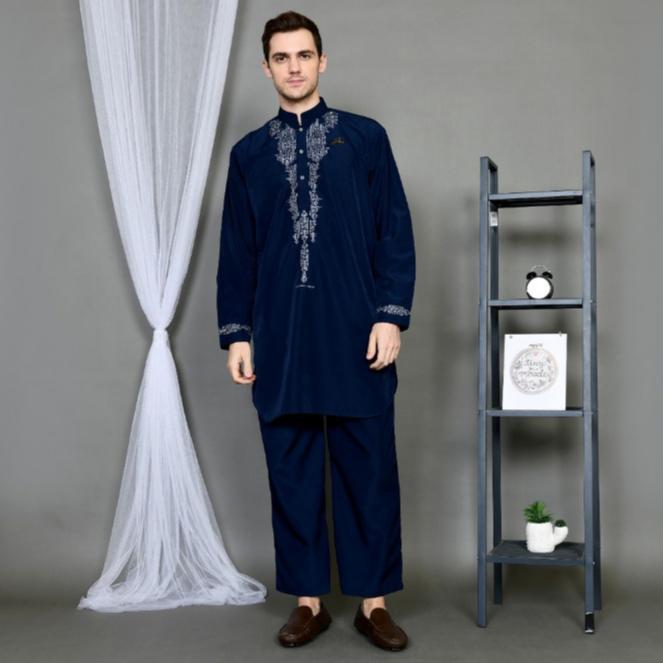 Premium Baju Koko Setelan Pria Dewasa - Kurta Pakistan Model Bordir Set Celana - Gamis Setelan Madin