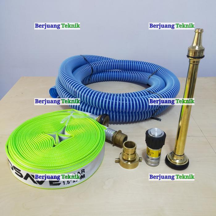 Nozzle Sprayer Pemadam 1.5 Inch dan Selang Pemadam & Selang Hisap & Adaptor Pompa || Paket Jet Nozzl