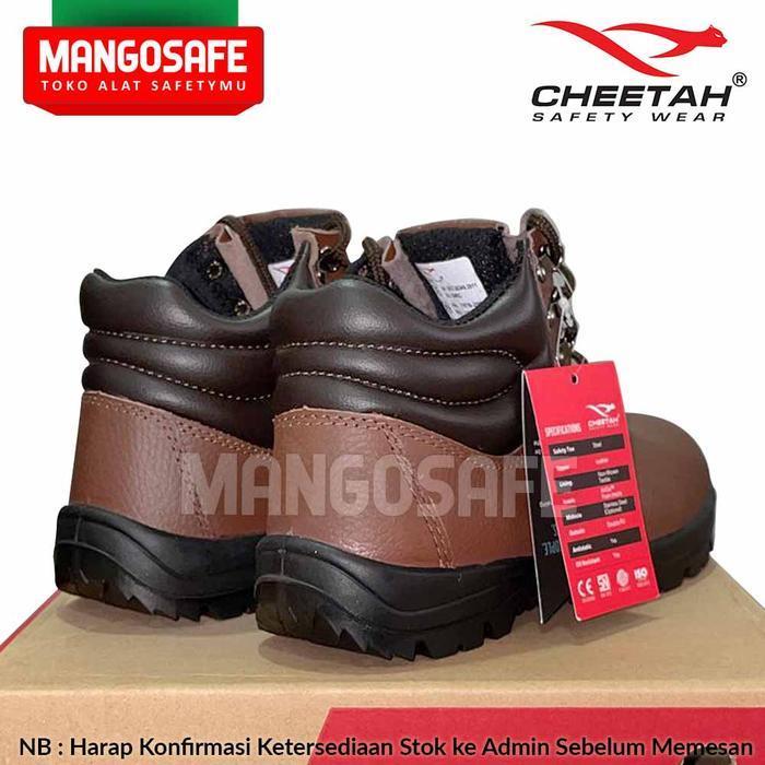Cheetah 7106C Sepatu Safety Proyek PU Bertali Semi Boot 7106 Coklat