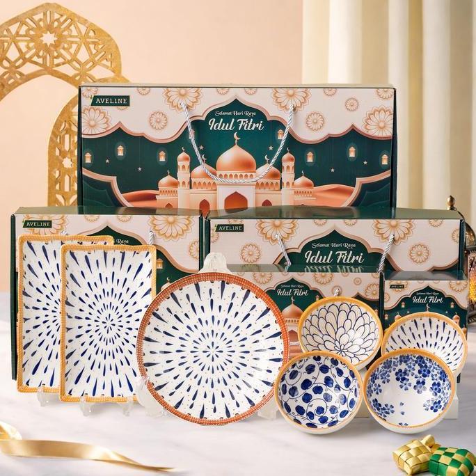 Ideame [MANGKOK LEBARAN] Set Hampers Mangkuk Keramik Lebaran / Gift Parcel Eid Mangkok & Piring / Ka