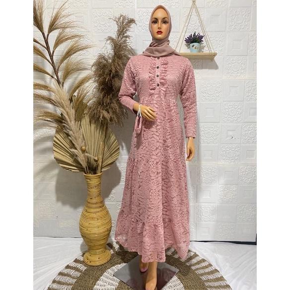GAMIS BROKAT UNIANG/ Dress brokat non gliter fashion/ Busui friendly