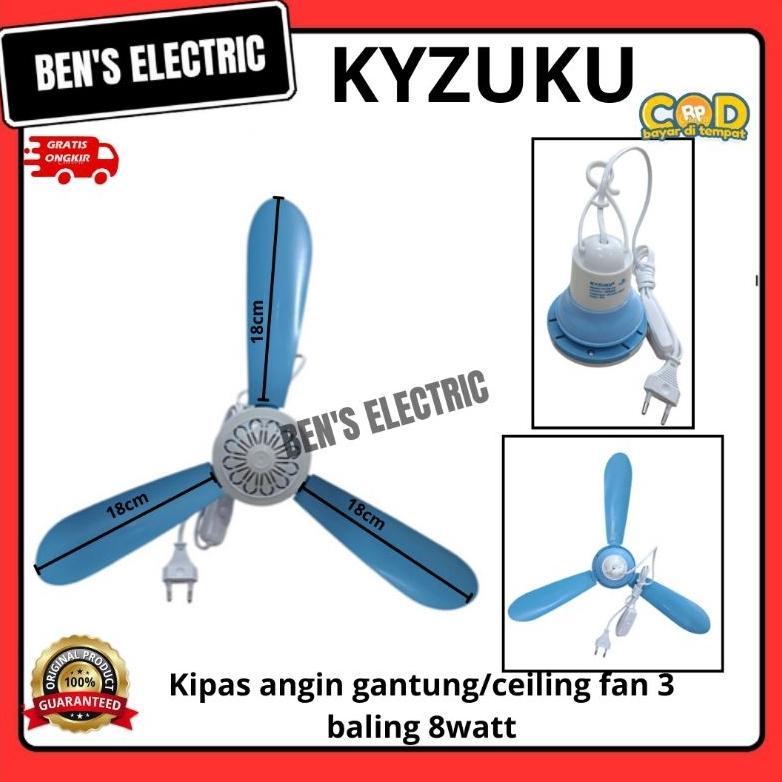 CUCI GUDANG KYZUKU KIPAS ANGIN GANTUNG / CEILING FAN 3 BALING MINI COCOK ETALASE UNTUK RUMAH MAKAN 8