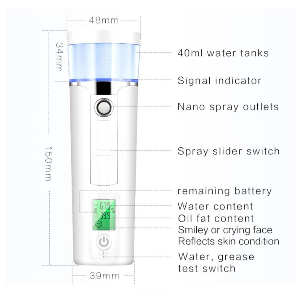 TERBARU Nano Spray Wajah-Nano Mist Spray-40ML-Ada indikator Baterai dan Pelembab Kulit