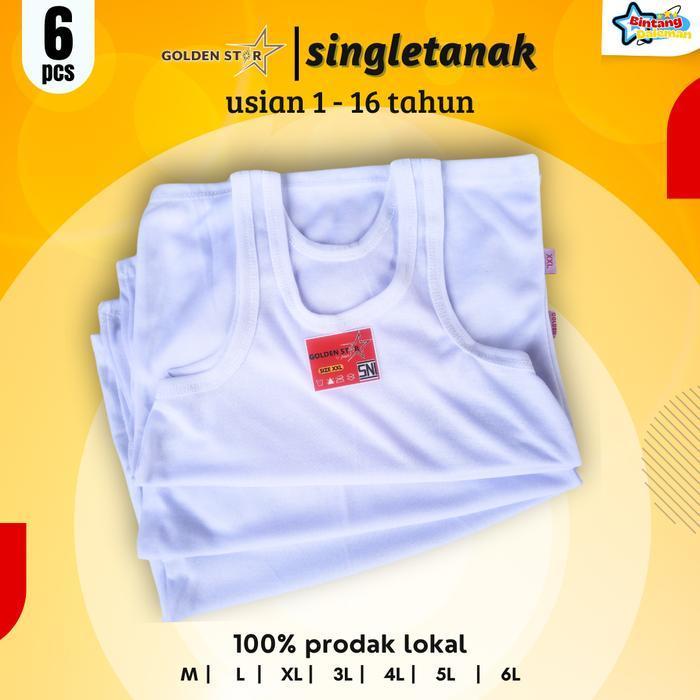 Bisa Cod - 12 Pcs Kaos Dalam Anak Katun Golden Star Anak-Anak Remaja Fashion Singlet Kaos Dalam Anak