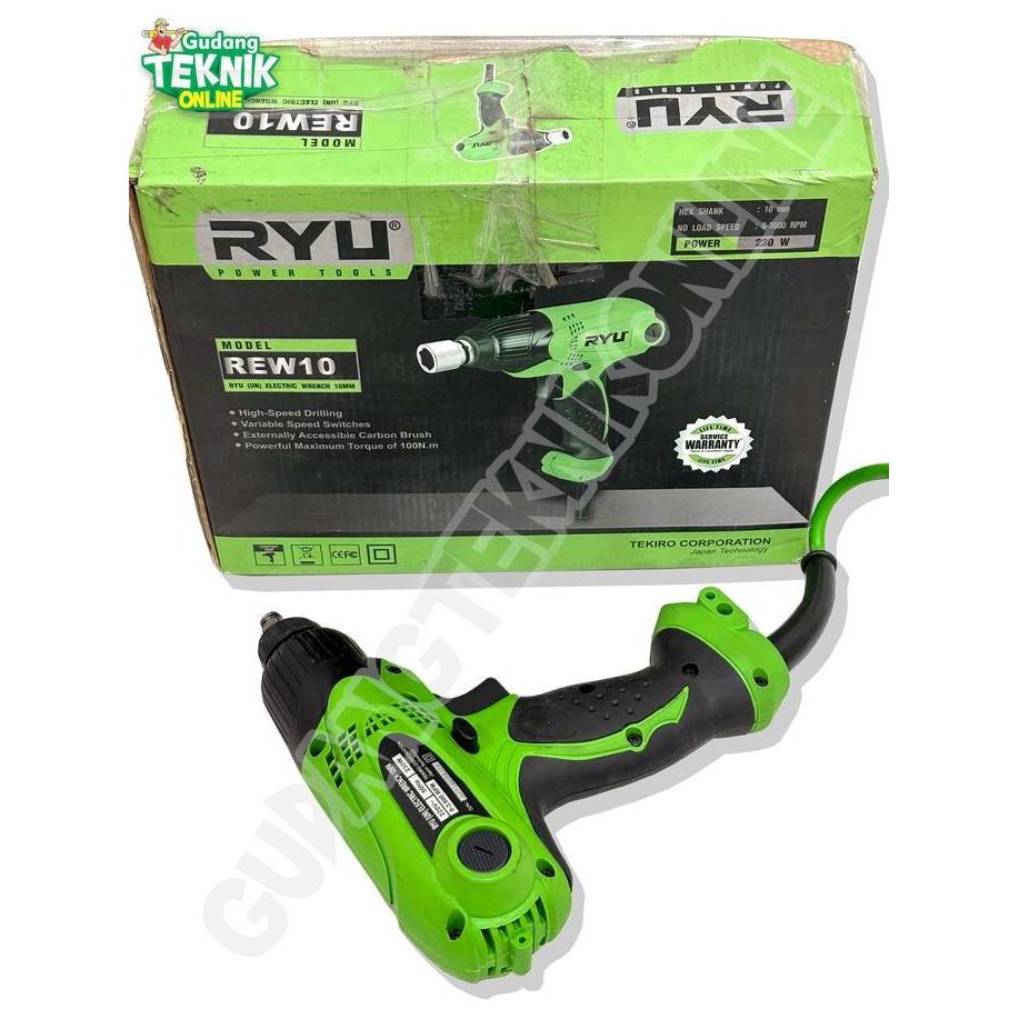Impact Wrench LISTRIK RYU REW10 10mm 230Watt / Alat Pembuka Buka Mur Baut Mesin Bor Impek Electric I
