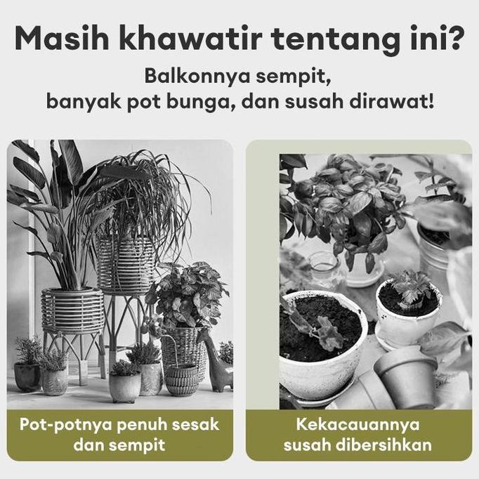 Furniture Superman Rak Bunga Besi Susun Tebal Anti Karat Standing Pot Rak Susun Serbaguna Stainless 