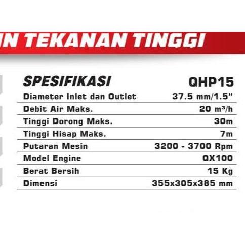 Pompa Air Water Pump 1.5" PROQUIP QHP15 HIGH PRESSURE / Mesin Waterpump Alkon Pompa Sedot Air Irigas