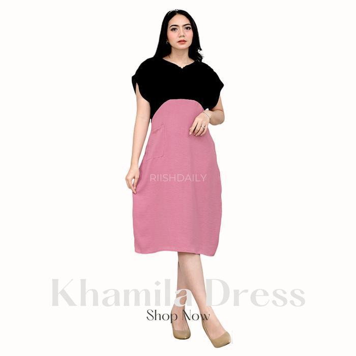 Bisa Cod - Riish Daily Khamila Dress Daster Resleting Aktif Busui/Bumil Friendly Saku Aktif - Crinkl