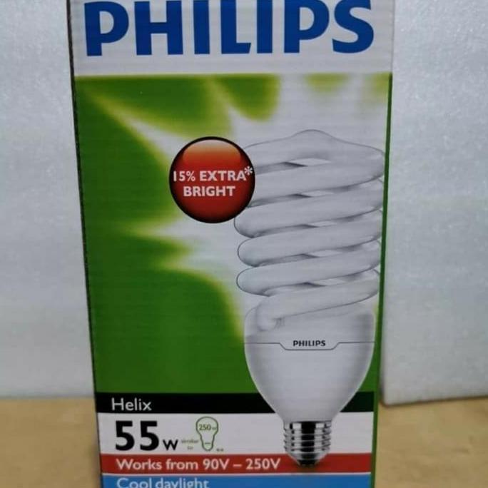 BEBAS ONGKIR - Lampu Helix 55W 55 W 55 Watt Philips Putih Body Besar Spiral Tornado