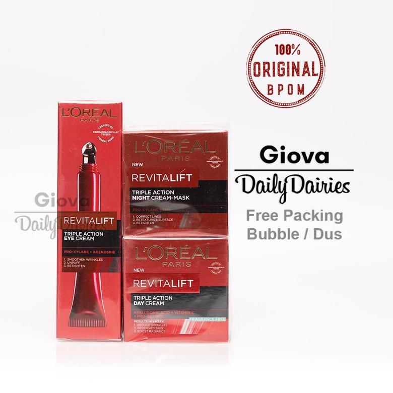NEW Loreal paris revitalift triple action day night cream 50ml laser X3 eye cream 15ml [terbaik][ter
