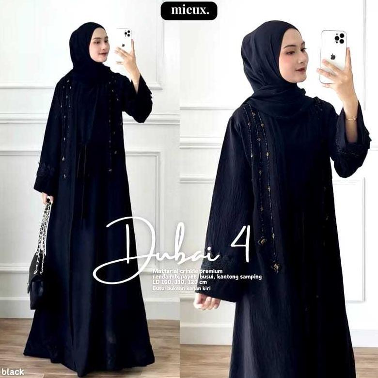 RECOMMENDED COD DUBAI ABAYA CRINCLE MIX RENDA PREMIUM // GAMIS ABAYA TURKEY SUPER JUMBO M L XL XXL 3