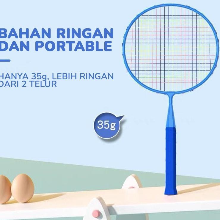 Bbak Set 2 Pcs Mainan Raket Bulutangkis Anak Kecil Ringan Mudah Dibawa Handgrip Spons Xtra Tas Raket
