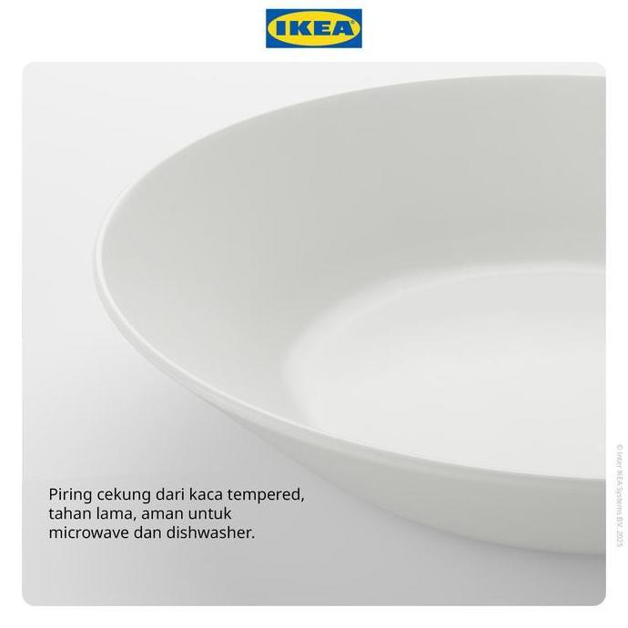 IKEA OFTAST Piring Makan Cekung  Bahan Kaca Tempered Putih 20cm