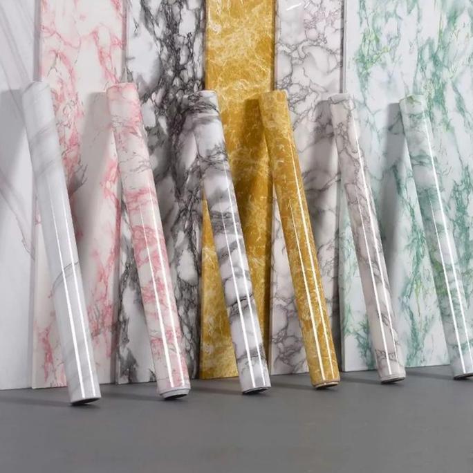 1 roll besar - ( BISA COD ) Wallpaper Dapur Stiker Dinding Dapur Meja Lemari Kayu Anti Air Minyak da