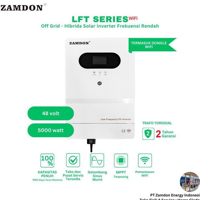 Zamdon Frekuensi rendah 6,25KVA 5 48V Inverter surya hybrid off grid dengan WiFi, MPPT 100A bawaan