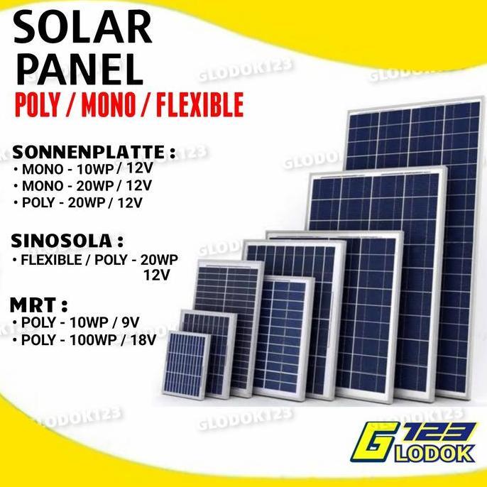 Solar Panel Cell Tenaga Surya Mono Poly Flexible 10WP 20WP 100WP