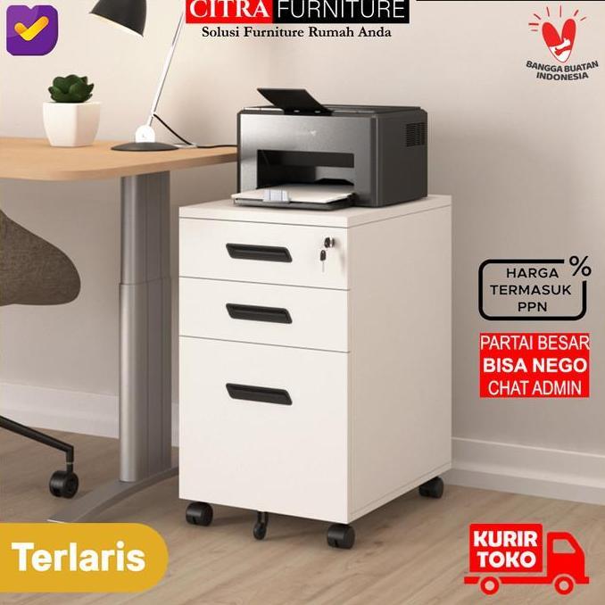 SHUMO Pedestal Meja 3 Laci Drawer Besi | Cabinet Laci Meja roda | Nakas Roda Besi Mobile Drawer