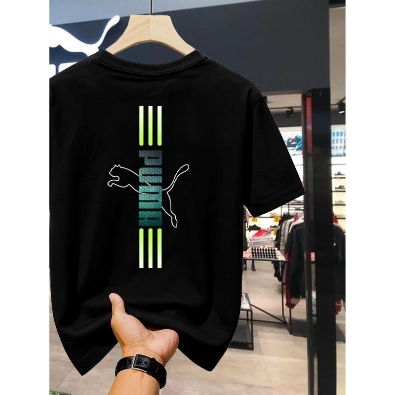 COD kaos pria Kaos Oblong Katun Ringan untuk Pria, Ukuran L Kaos Oblong PUMA Klasik dengan Cetakan L