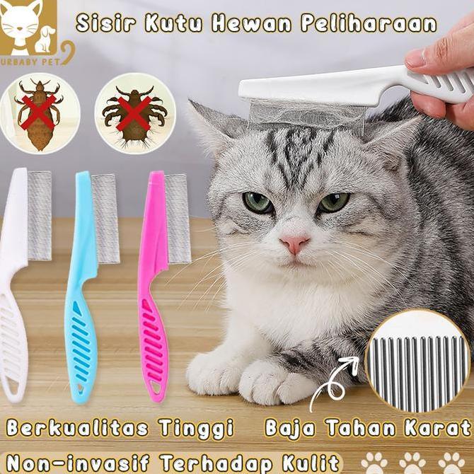 EZESJIT Sisir Kutu Kucing Sisir Kutu Anjing Sisir Kucing Sisir Anti Kutu Kucing Grooming Hewan