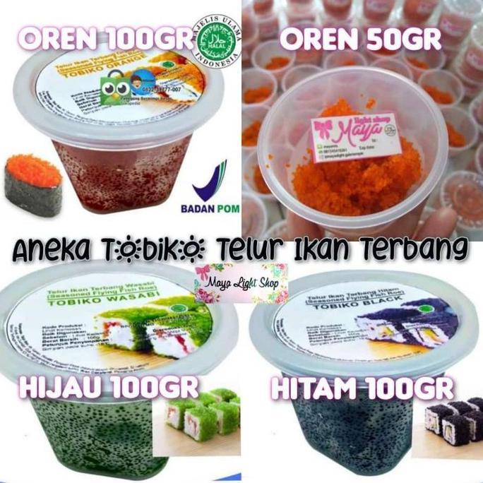 Tobiko telur ikan caviar flying fish tobiko orange hitam hijau halal