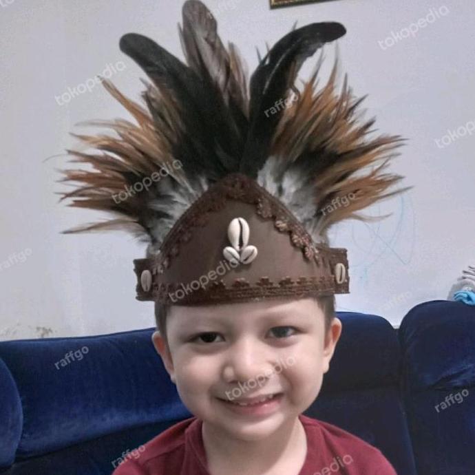 NEW TOPI ADAT PAPUA / TOPI BULU AYAM PAPUA/ TOPI TARI ANAK ORI