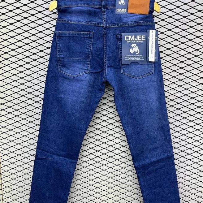 Cmjee Celana Jeans Cmjee Celana Jeans Pria Biru Hitam Slim Fit Stretch Lembut