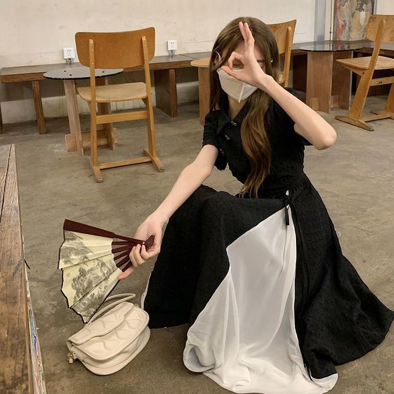 100% aman black harajuku dress retro/gaun harajuku/dress hitam harajuku