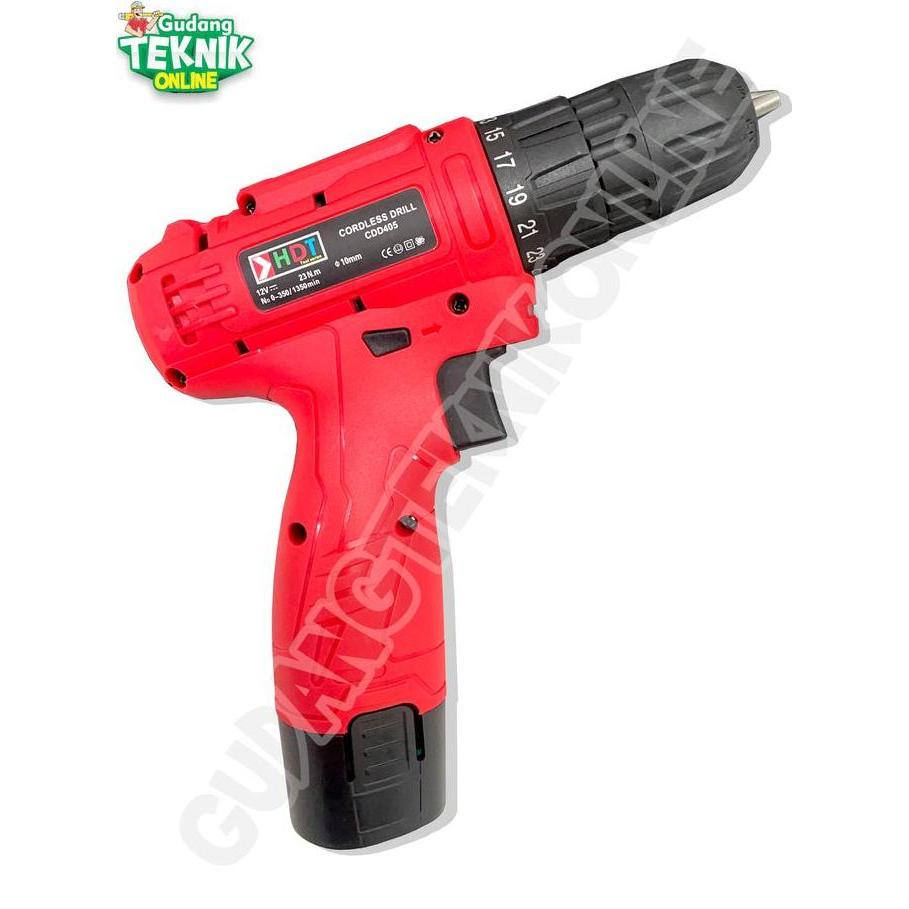 Mesin Bor CORDLESS 10mm HDT CDD405 12V / Mesin Bor Tangan BATTERY BATERAI 10 mm Bor Kayu Besi Cordle