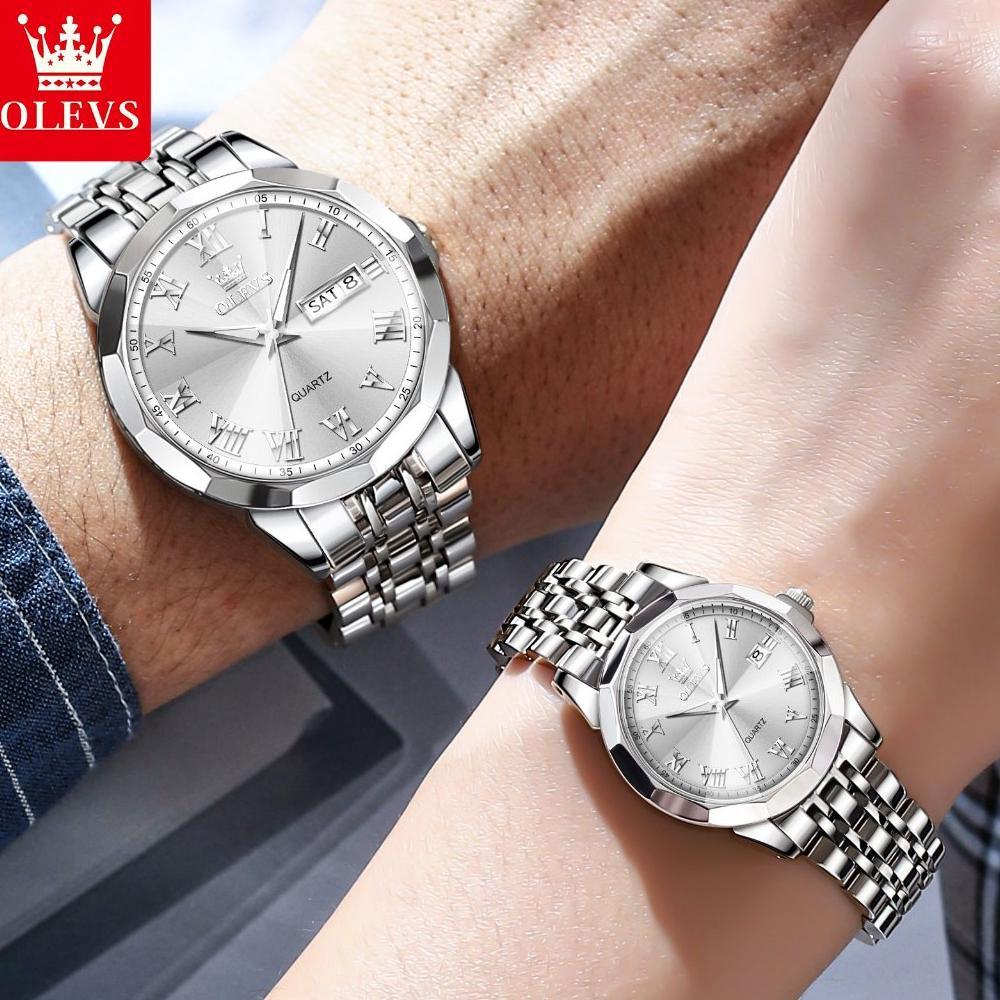 DISKON OLEVS JAM TANGAN COUPLE PASANGAN ANTI AIR ORIGINAL 100% ANALOG TERBARU AESTHETIC COUPLE MODEL