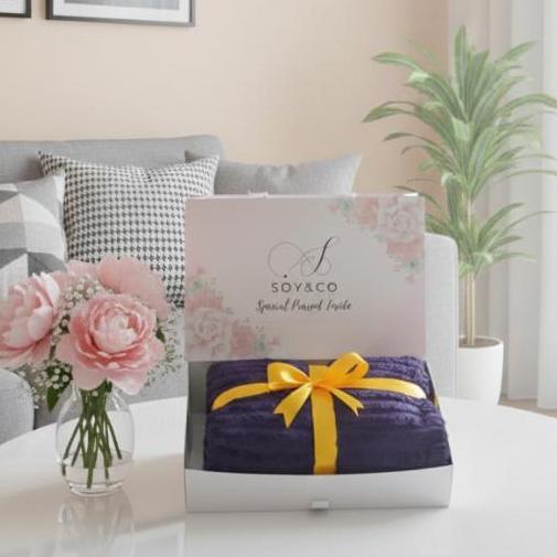 TERLARIS HAMPERS SOY&CO SELIMUT BULU POLOS EMBOS SALUR UKURAN 150X200