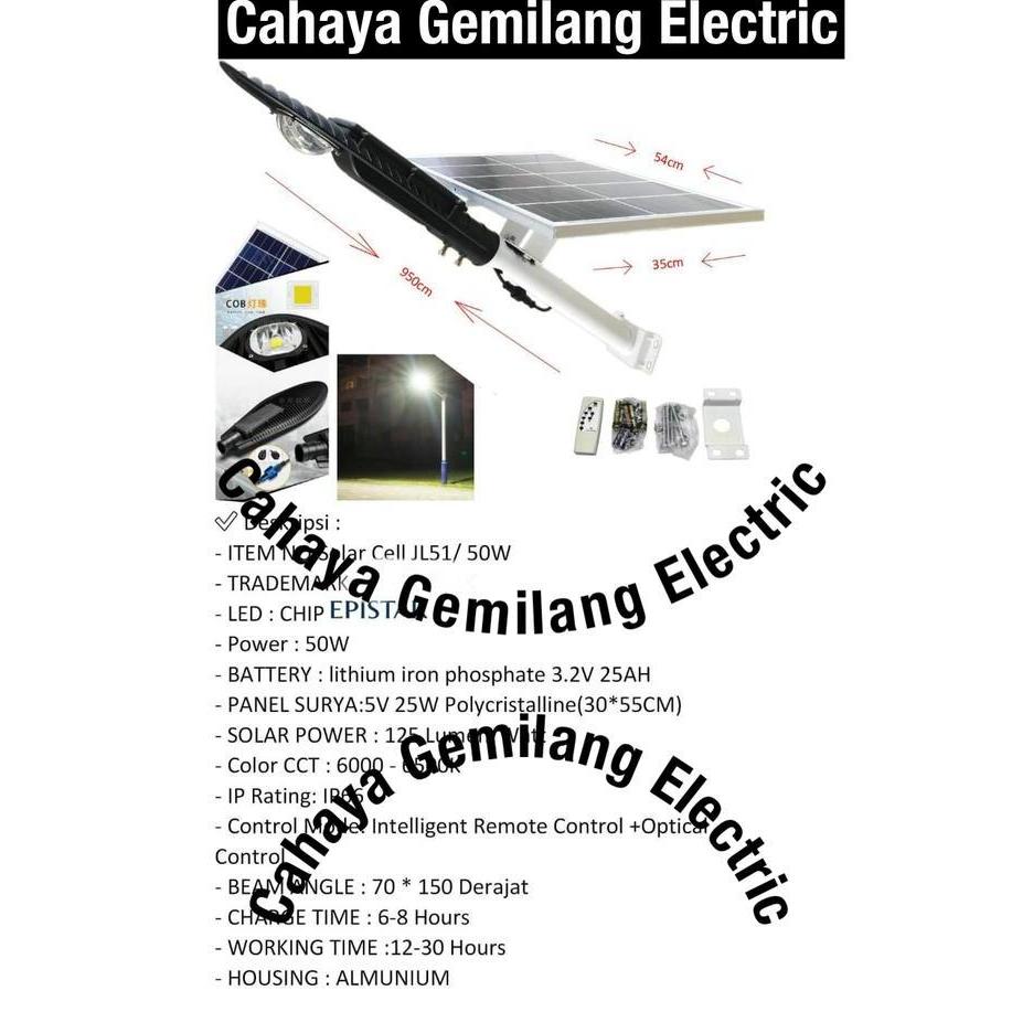 Lampu jalan solar cell 50w 50watt tenaga surya pju cobra led
