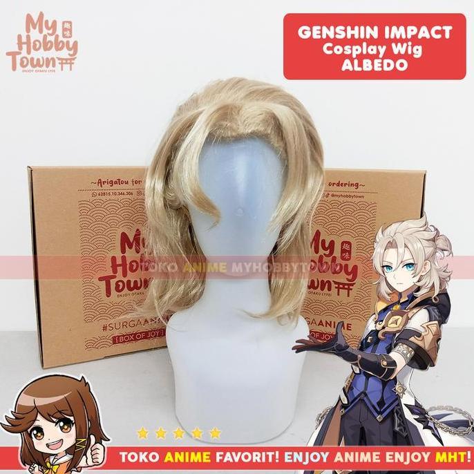 Wig Cosplay Anime Game Genshin Impact Albedo