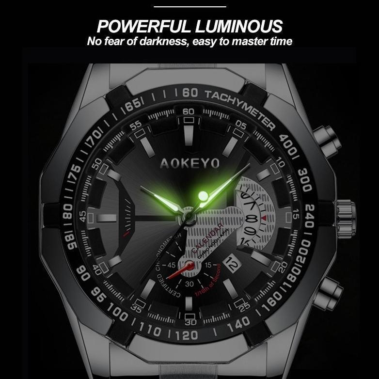 EXCLUSIVE AOKEYO S001 JAM TANGAN PRIA ANTI AIR ORIGINAL LUXURY STAINLESS STEEL JAM TANGAN COWOK FREE