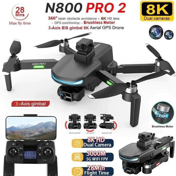 TERBARU DRONE LYZRC N800 PRO 2 4K ULTRA HD GPS AUTO RETURN 3AXIS ANTI SHAKE GIMBAL 360 LASER AVOIDAN