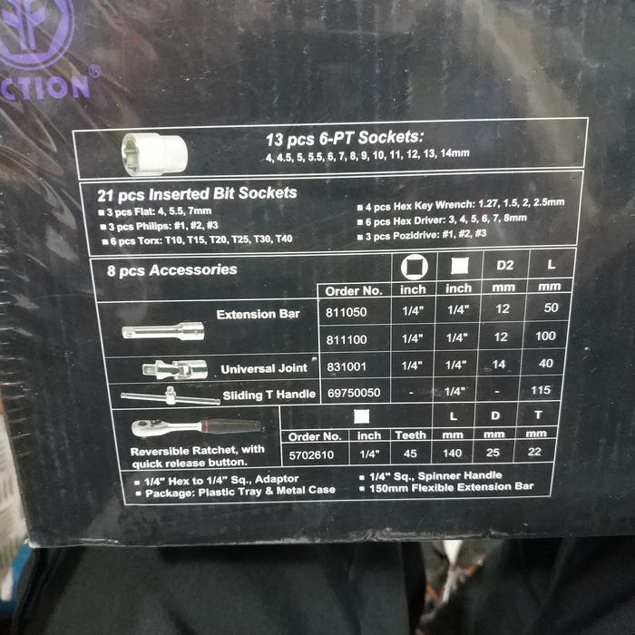 ACTION ( 5014603 )socket set 46 pcs - DR 1/4" kunci sok set