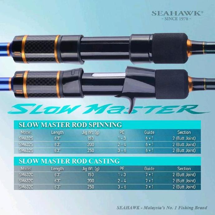 Joran Jigging SEAHAWK SLOW MASTER 632C - 632S | Free Packing | Original | Rod Pancing