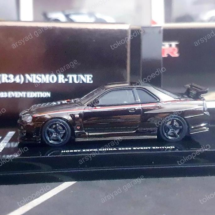Diecast Inno64 Nissan Skyline GTR R34 Nismo  R Tune Black Chrome