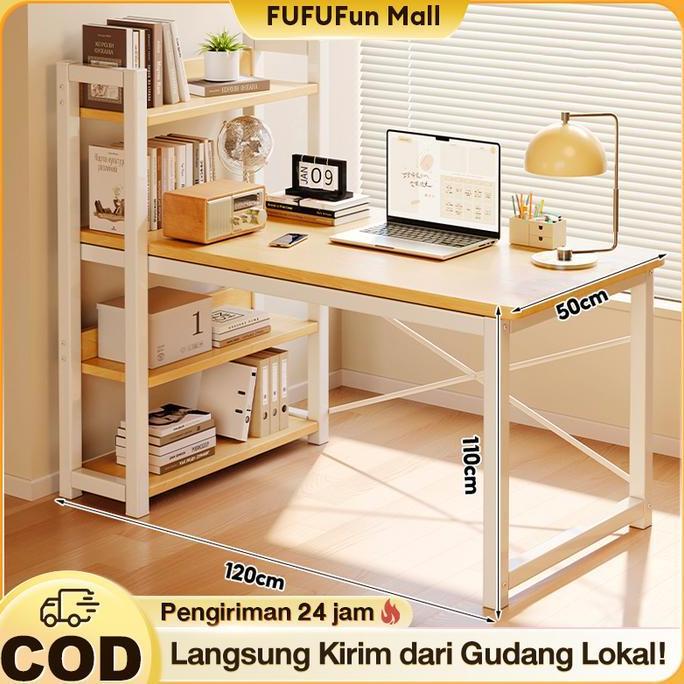 RACERPO FUFUFun Meja Kerja Meja Belajar Meja Komputer Meja Kantor Meja dengan Rak dan Laci Kayu Mini