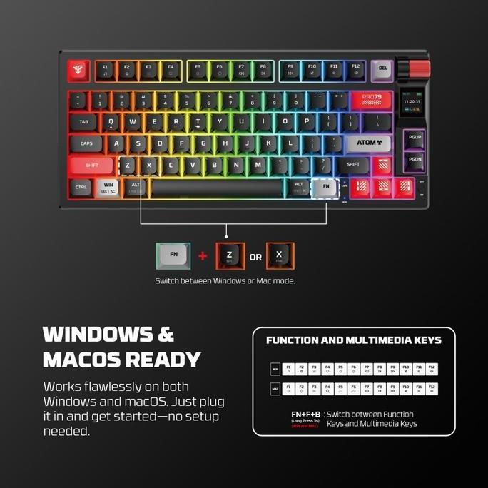 NEW FANTECH ATOM PRO79 / PRO 79 / FantechAtomPro79 Wireless Mechanical Hotswapabble LED Keyboard