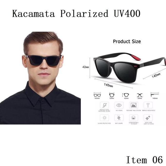 New  Kacamata sunglasses hitam aviator Polarized UV400 sepeda pria wanita