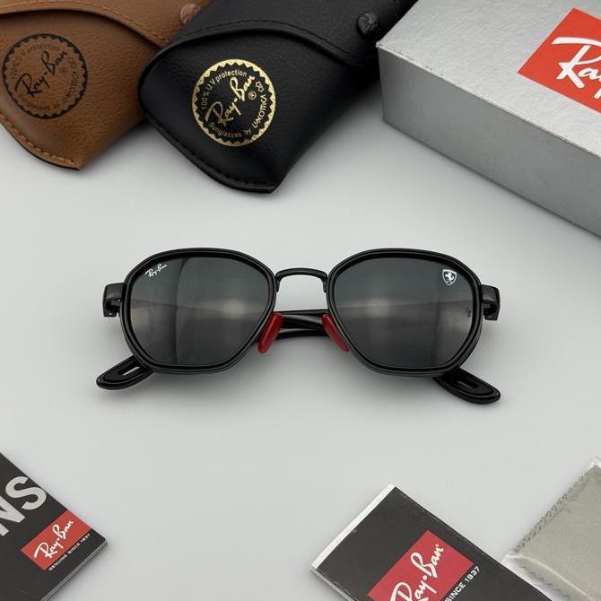 New  KACAMATA RAYBAN RB3674M SCUDERIA FERRARI ALL BLACK SECOND ORIGINAL