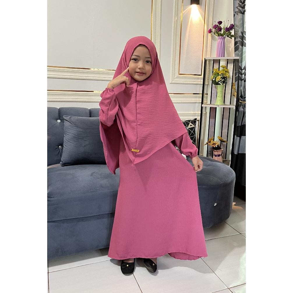 TERMURAH ALUNA GAMIS SYAR'I KIDS SET HIJAB BAJU ANAK PEREMPUAN PLUS KERUDUNG