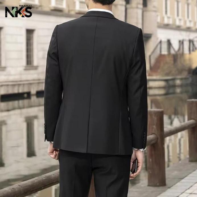 Jas Pria Formal Hitam Slimfit Polos Kancing 2 / Jas Wisuda / Blazer Pria / Jas Wedding / Jas   Kanto