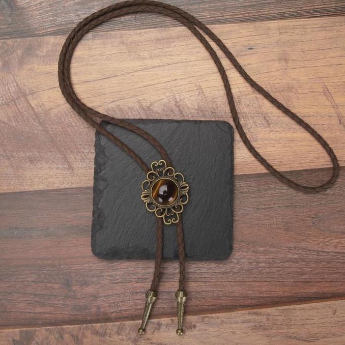 Kalung Dasi Koboi Bolo Tie Pria Western American Eagle Turquoise Aksesoris Etnik Kulit Klasik