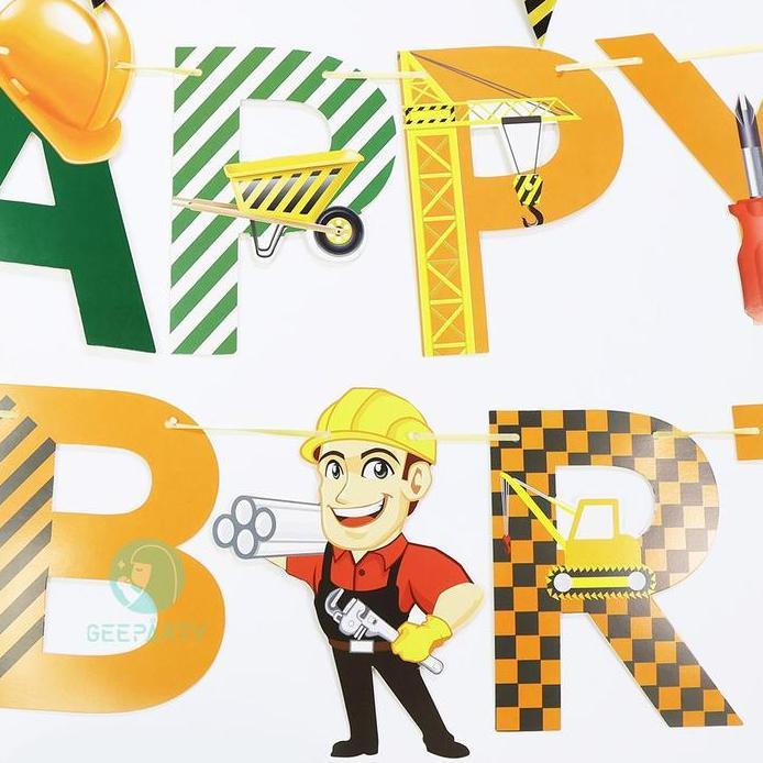 Ready  1 Set Spanduk Kertas Spanduk Truk Konstruksi Spanduk Peralatan Makan Sekali Pakai Dekorasi Pe
