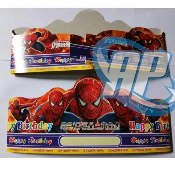 Ready  topi lingkar spiderman/ topi ultah spiderman/ topi ultah karakter