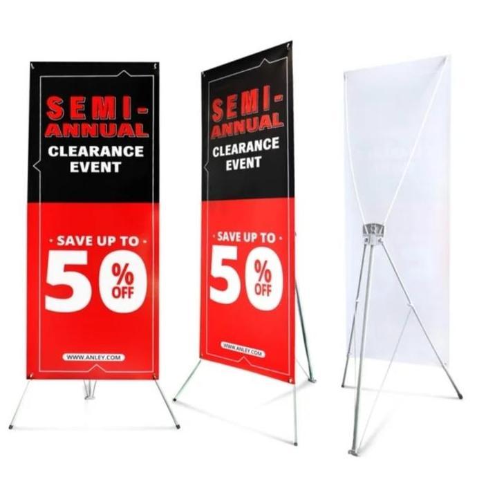 Ready  Y Banner 60x160 Stand Standing Banner Aluminium Full Besi Tebal & Tangkai Fiber Fleksibel unt